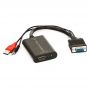 Cabo Conversor De Vídeo VGA Macho Com Audio P2 Para HDMI Fêmea Com Alimentação USB Empire 4452