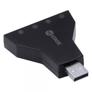Placa de Som Adaptador USB para Som 7.1 Virtual 4 Portas P2 Vinik A4PUSBM