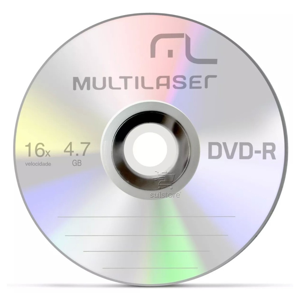 Kit com 50 Mídias Virgens DVD-R 4.7GB 16X Multilaser Shrink DV061