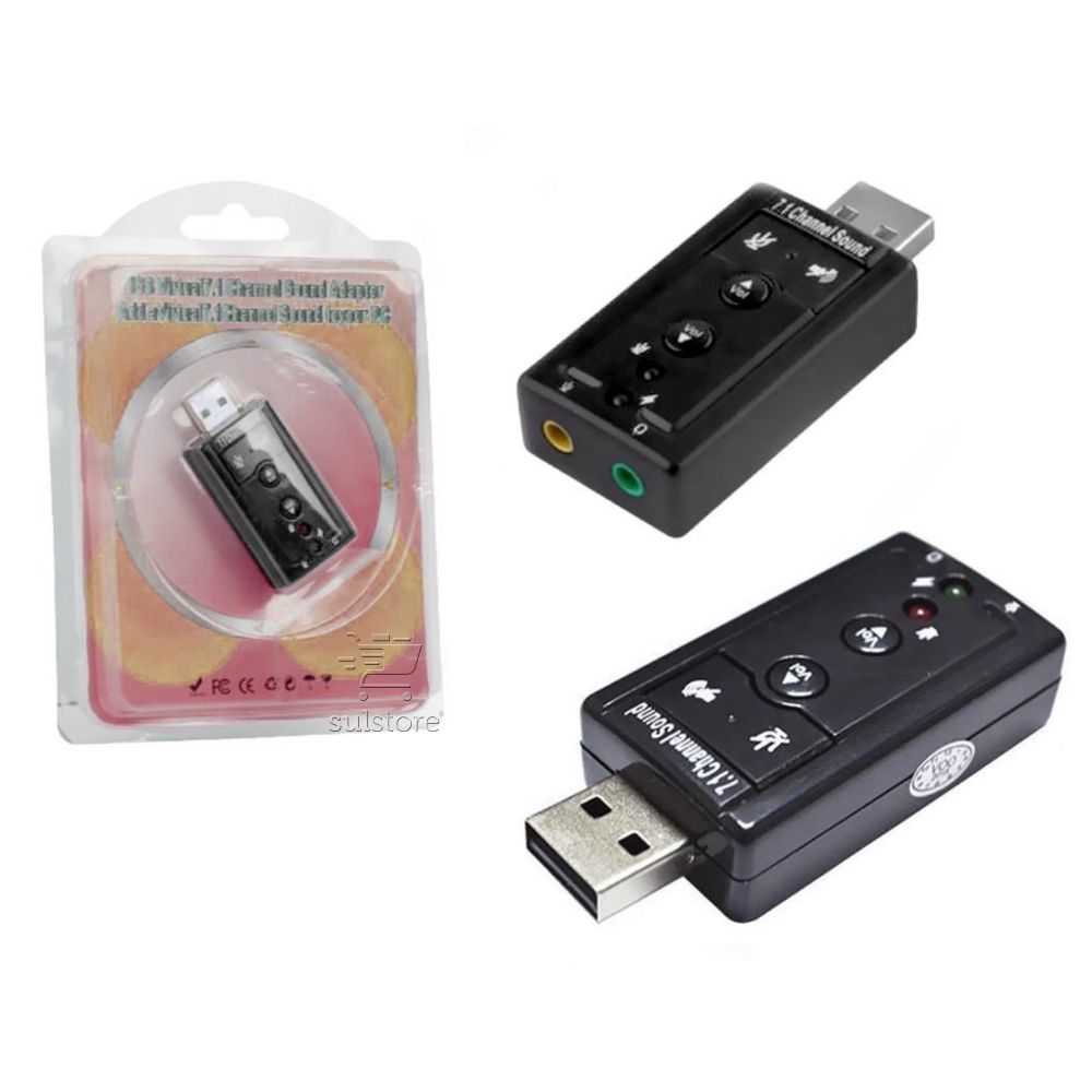 Placa de Som USB 7.1 Canais Virtuais Adaptador Com Entrada Para Microfone e LED Indicador F3 JC-7.1 Sound
