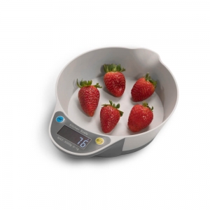 Balança Digital para Cozinha com Recipiente Branco e Cinza 5kg - Brinox