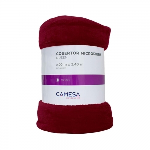Cobertor Queen Manta Microfibra Antialérgico 2,2x2,4m Vinho - Camesa