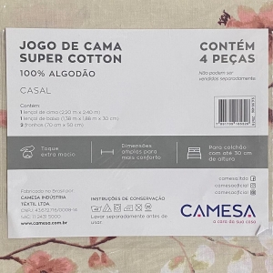 Jogo de Cama Casal Clari Super Cotton Duplo 4 peças Camesa