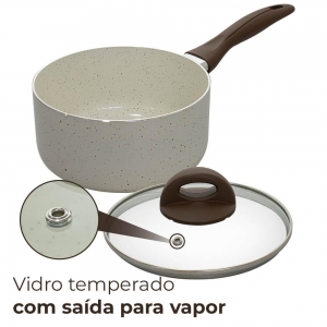 Jogo de Panelas Antiaderente Ceramic Life Smart Plus Vanilla 8 Peças - Brinox 4791/105