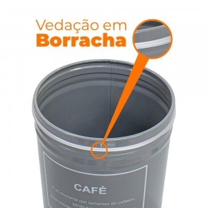 Pote de Café em Metal Cinza Redondo 1,65L - Casambiente