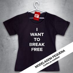 Camiseta e bolsa OFERTA - QUEEN - I want to break free - BABYLOOK PRETA - Tamanho GG