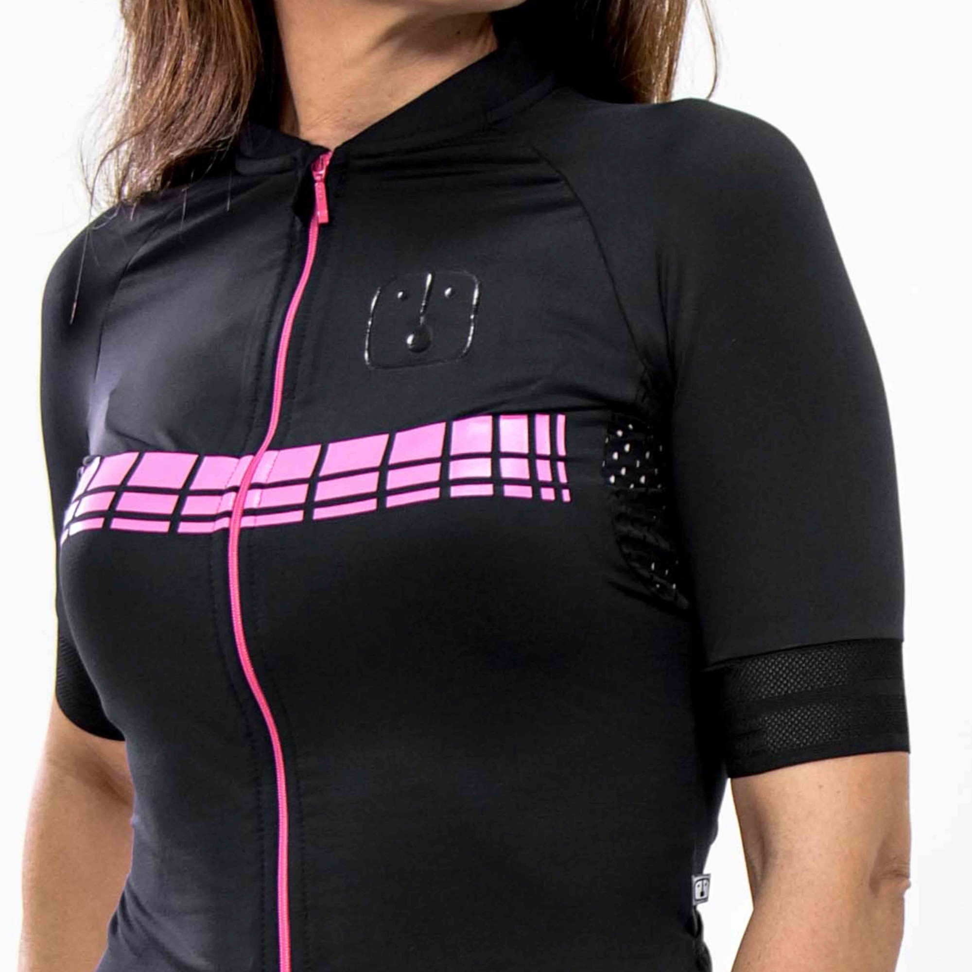 Camisa Ciclismo Racing Black / Pink - Feminina