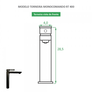 Kit Cuba RC 40 + Torneira Monocomando RT 400 Preta Fosca + Válvula Click Preta