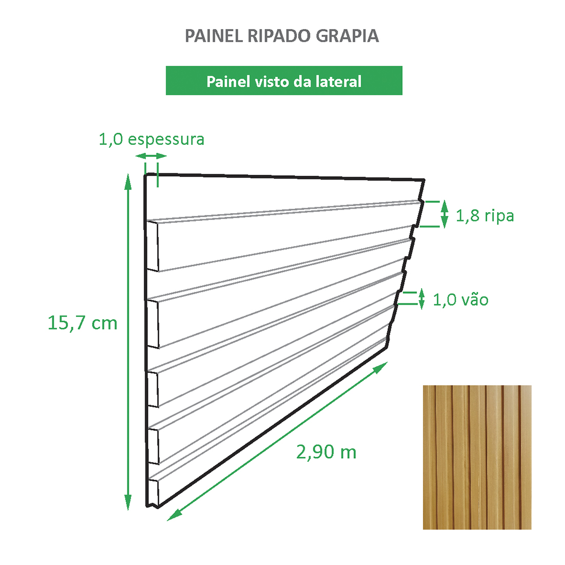 Painel Ripado Ecológico RENO Grapia - Novidade placa com 0,46m²