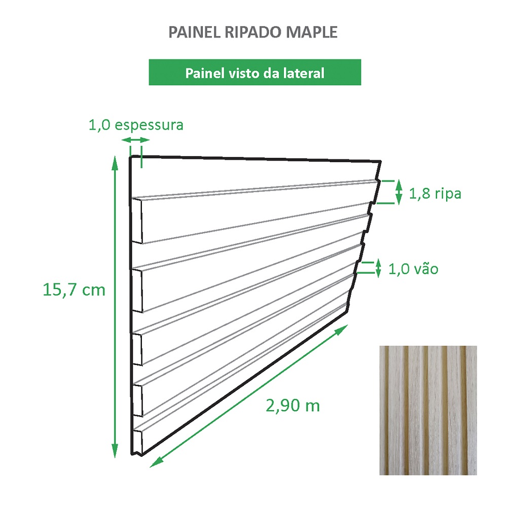Painel Ripado Ecológico RENO Maple - Novidade placa com 0,46m²