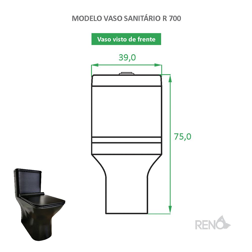Vaso Sanitário Preto Fosco Reno R 700 - Novo Modelo!