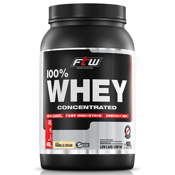 Whey Protein 100% Concentrated - FTW - 900g - Sabor Baunilha - Fitoway