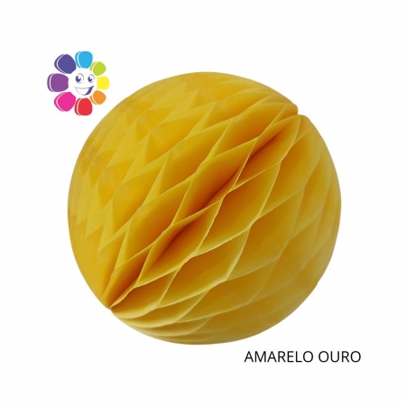 Balão GLOBO Bola de Papel de seda Cor Amarelo Ouro