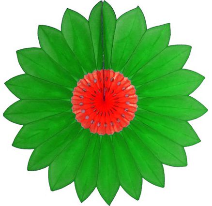 Enfeite de Papel de Seda Margarida Primavera - Fiorata - Verde c/ Vermelho