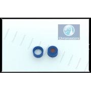 Tampa de rosca para vial ND9, 9-425, 12 x 32 mm, azul, com septo de 9 mm, silicone/PTFE, pacote com 100 unidades (OEMs: 5182-0717 / 5190-1599 / 5185-5820 / 5182-0718 / 503790 / BCN9)