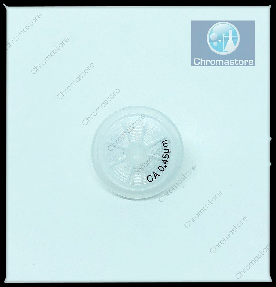 Filtro de seringa, 25 mm, 0,45 um, AC (acetato de celulose) hidrofílico, pacote com 100 unidades