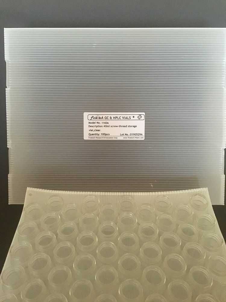 Vial para estocagem de amostra / VOA / TOC, cristal, 40 mL, para uso com tampa de rosca, 27,5 x 95 mm, caixa com 100 unidades (OEM`s: 1W14000-116)