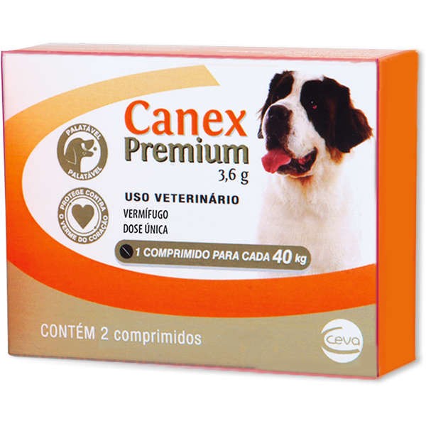Canex Premium 40kg - 2 Comprimidos Vermífugo Para Cães