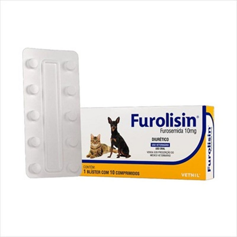Furolisin Furosemida 10mg Vetnil Cão Gato - 10 Comprimidos