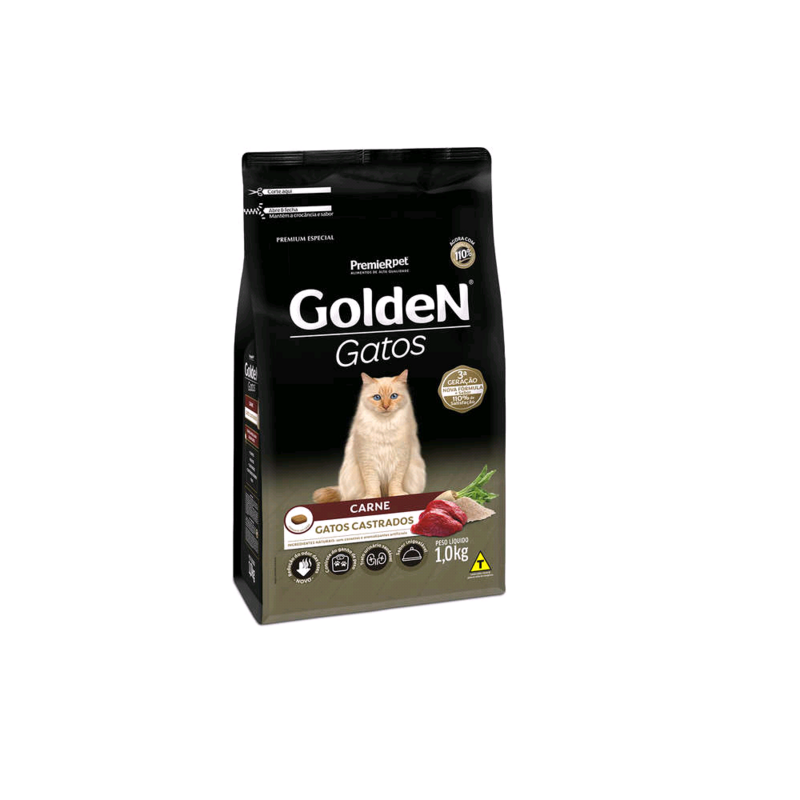 Ração Golden Gatos Castrados Carne 1kg