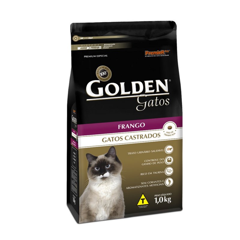 Ração Golden Premium Gatos Castrados Sabor Frango 1kg