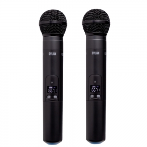 Microfone Sem Fio Duplo Digital Dylan Udx02 Uhf Com 2 Bastões