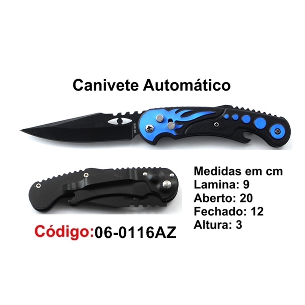 Canivete Esportivo Automático Caça Pesca Etc. 06-1155HZ-AZ