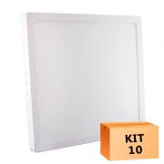 Kit 10 Plafon Led de Sobrepor Quadrado  24W - 30 x 30 cm Quente 3000K