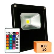 Kit 10 Refletor Led 20W RGB Uso Externo