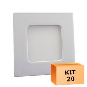 Kit 20 Plafon Led de Embutir Quadrado 03W - 08 x 08 cm Branco Frio 6000K