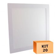 Kit 20 Plafon Led de Embutir Quadrado 24W - 30 x 30 cm Branco Frio 6000K