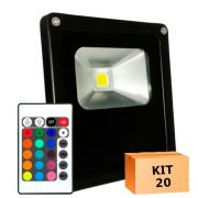 Kit 20 Refletor Led 50W RGB Uso Externo