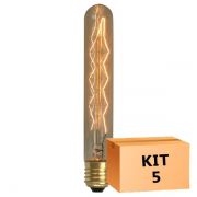 Kit 5 Lâmpada de Filamento de Carbono T30*185 Leaf 40W 110V
