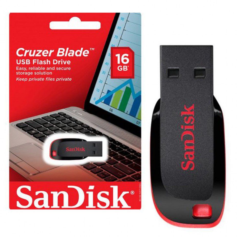 Pen Drive Sandisk Cruzer Blade 16Gb - Mega Computadores