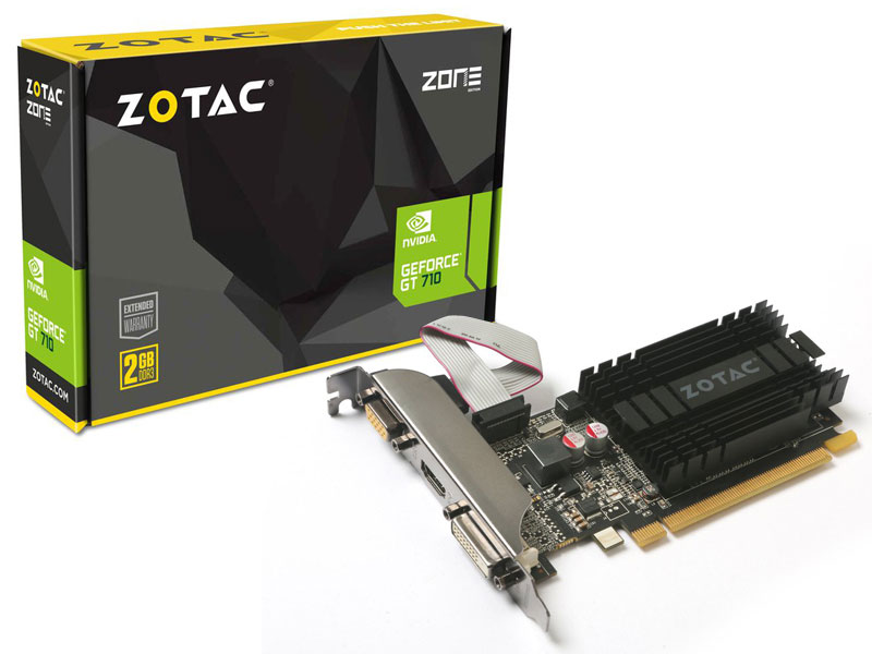 Placa de vídeo NVidia Geforce GT 710 2GB 64-Bit 1600MHz GDDR3 Zotac ZT-71301-20L - 192CUDAs  - Mega Computadores