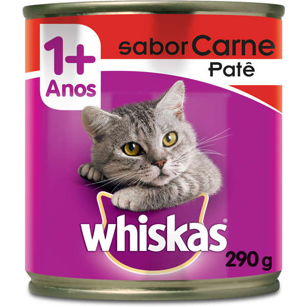 Lata Whiskas Patê de Carne para Gatos Adultos - 290 g
