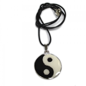 talismã Colar Yin Yang - Prateado com cordão