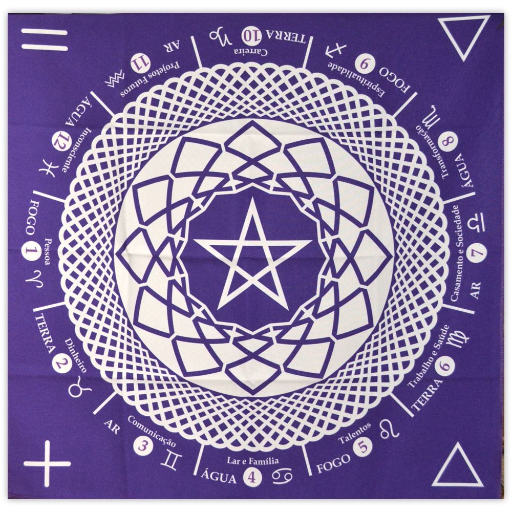 Toalha Mandala Astrológica Pentagrama - Roxa