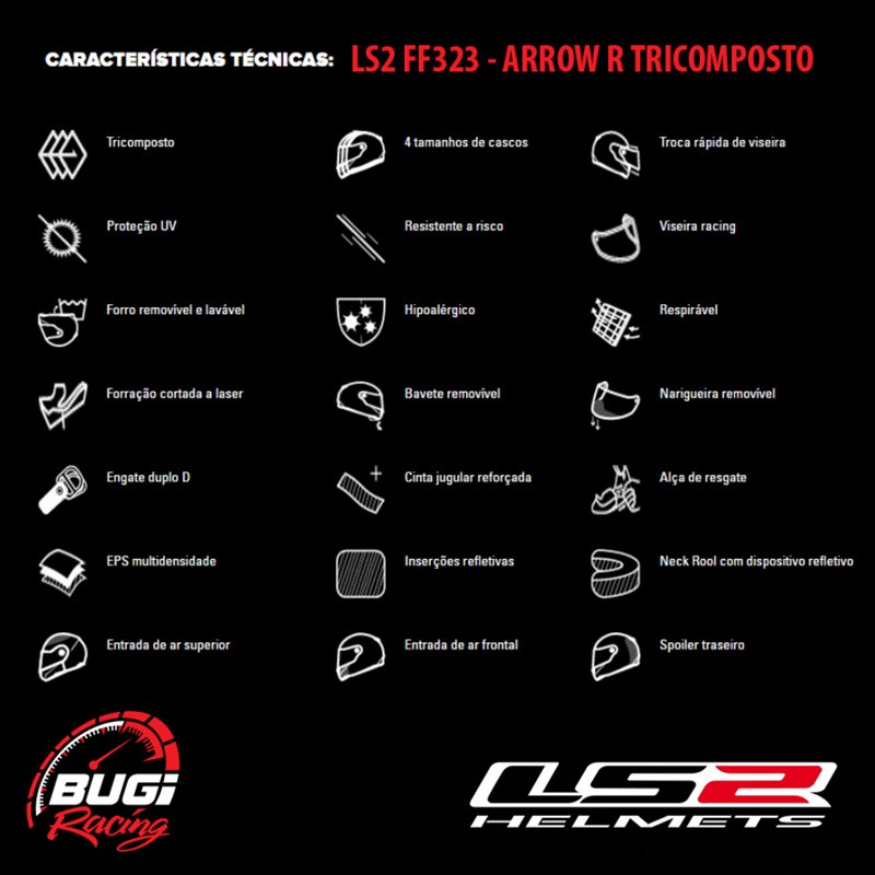 Capacete LS2 FF323 Arrow R - Réplica Alex Barros Tricomposto