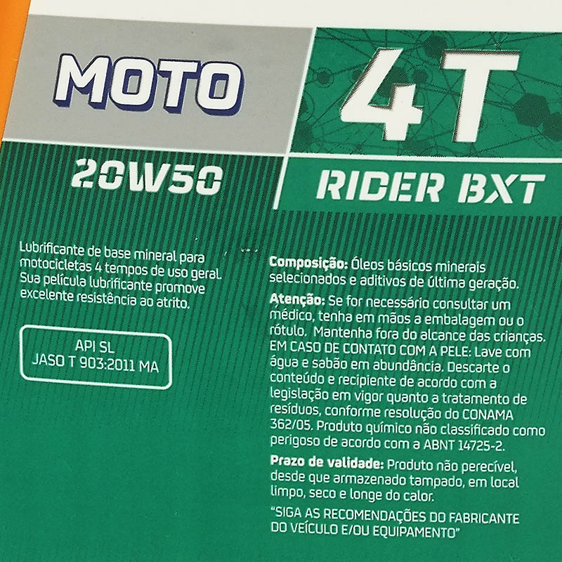Óleo Mineral Premium para Motor REPSOL MOTO RIDER BXT 4T - 20W50