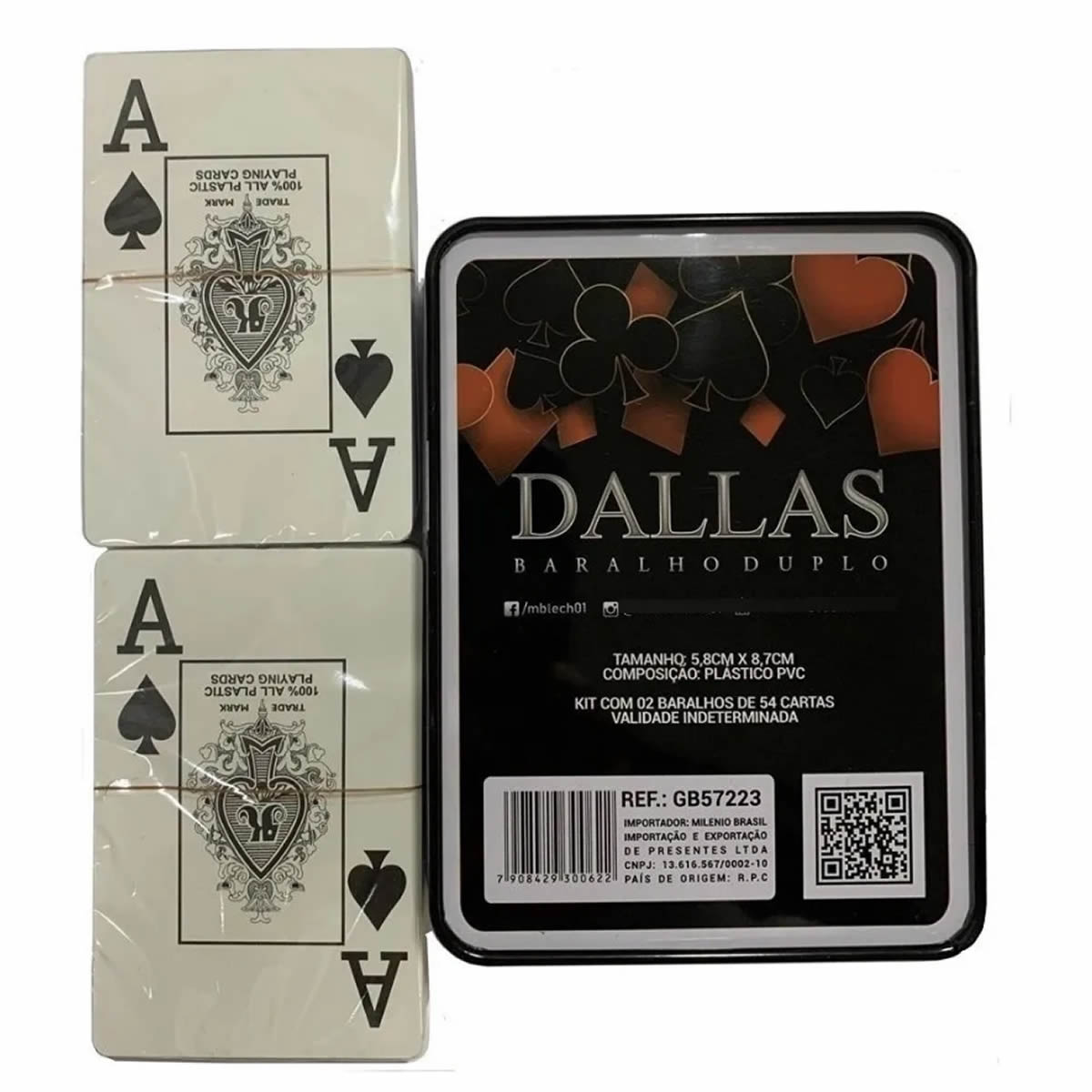 Baralhos Cartas de Truco/Poker - Plástico - Duplo - Na Lata - Dallas  - Loja do Competidor