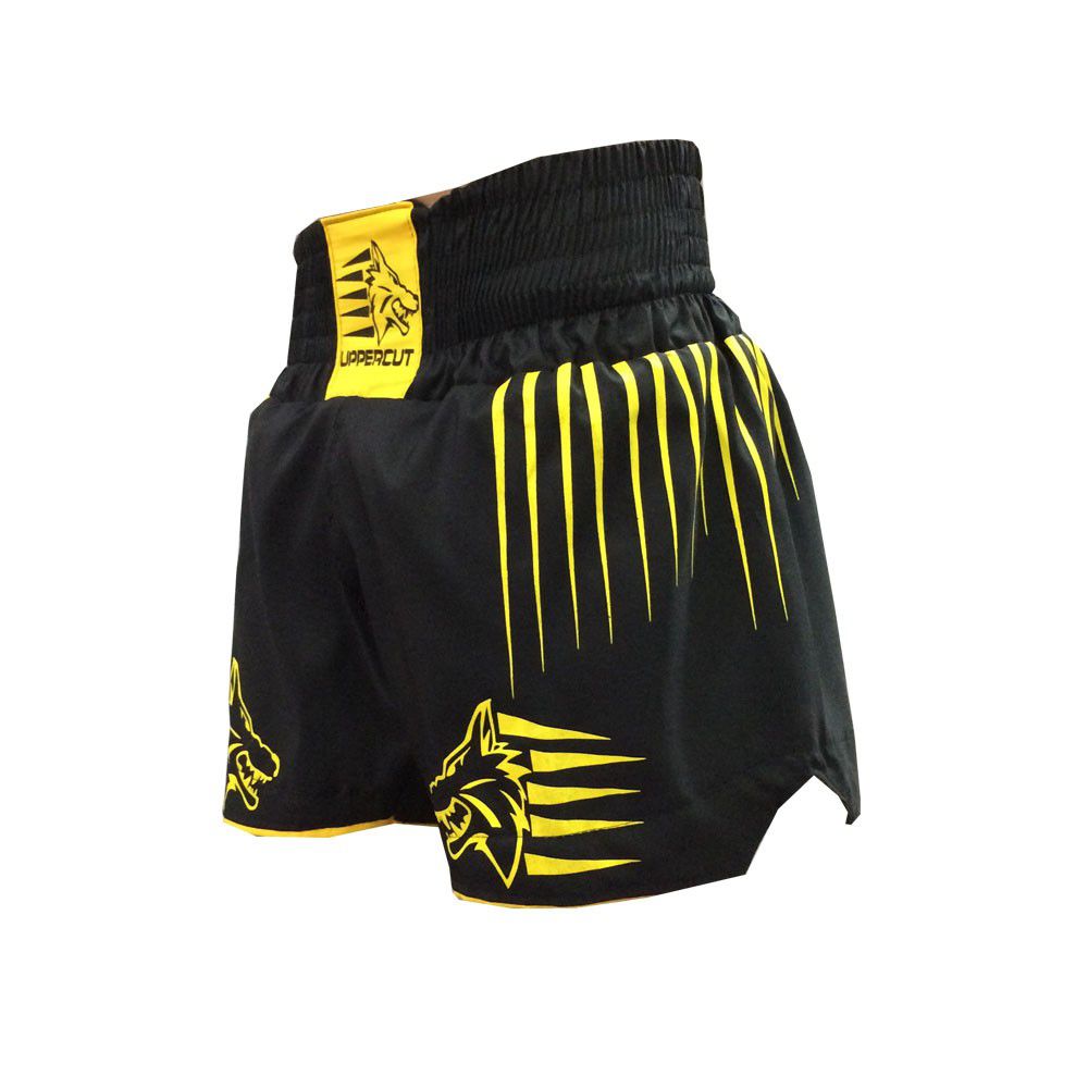 Calção Short Muay Thai / Kickboxing - Claw - Preto/Amarelo- Uppercut - - Loja do Competidor