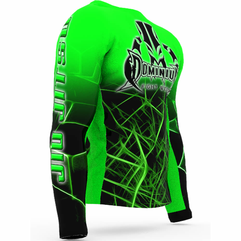 Camisa Rash Guard Compressao Jiu Jitsu ML - Neon Verde  - Loja do Competidor