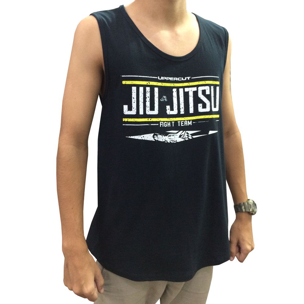Camiseta Regata Jiu Jitsu Fight Team - Preto/Amarelo - Uppercut  - Loja do Competidor