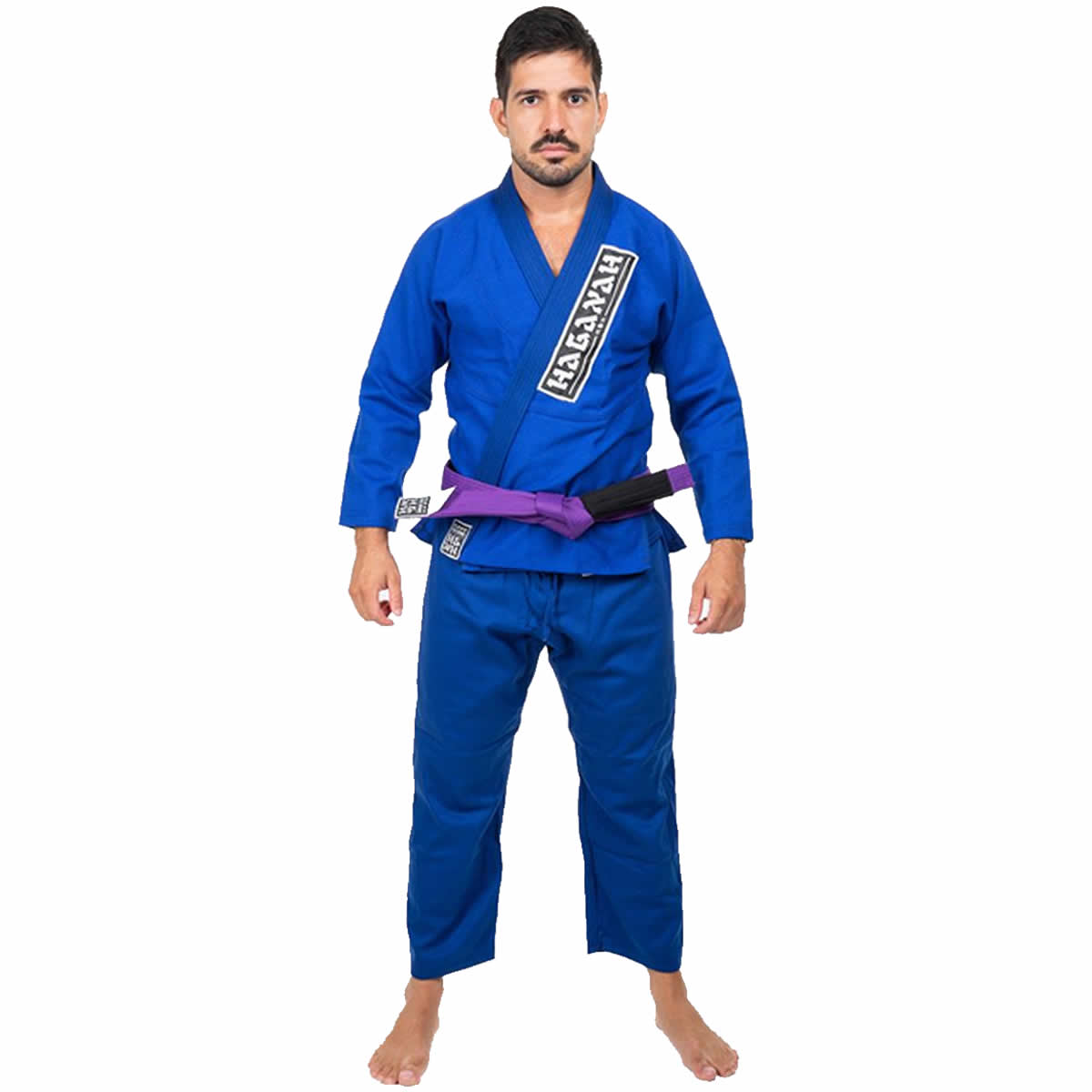 Kimono Trançado Leve  Jiu Jitsu F300 Adulto Azul - Haganah - Loja do Competidor