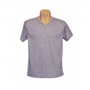 Camiseta adulta manga curta gola v cinza mescla