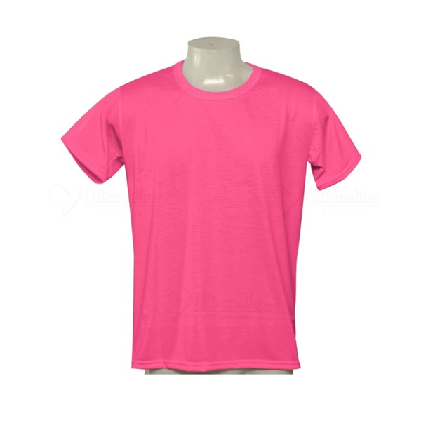Camiseta Adulta Manga Curta Gola Redonda Rosa Fluor  - Pra Sublimar