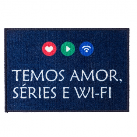 Tapete Retangular Bem Vindo Amor Séries Wi-fi 60cm x 40cm - Antiderrapante