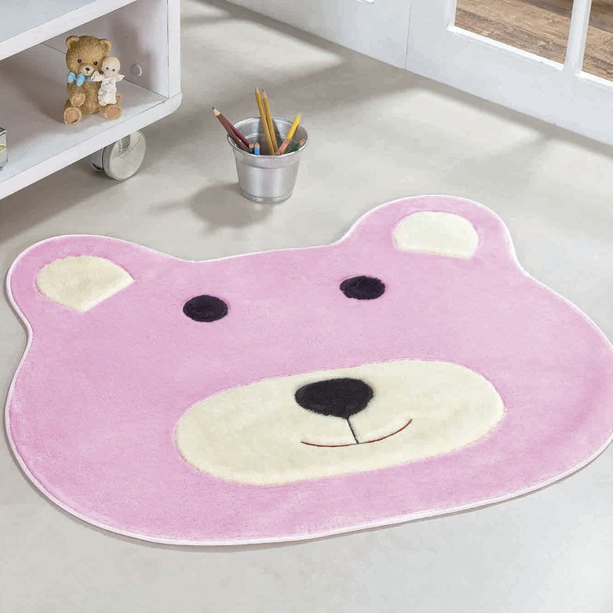 Tapete Big Infantil Premium Formato Urso Rosa 1,16m x 1,00m