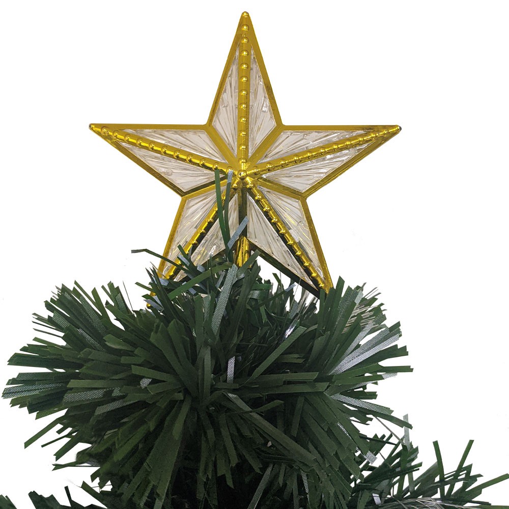 Arvore de Natal Fibra Ótica 1 Metro 50 Centimetros 170 Galhos Natalino  Branco Quente Decoração Estrela